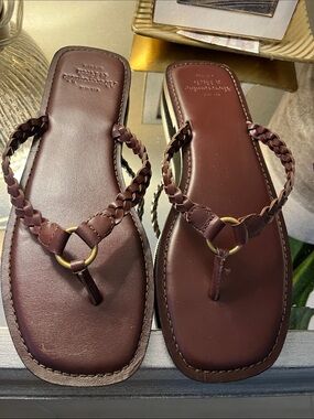 Abercrombie & Fitch Braided Ring Thong Sandals - Brown